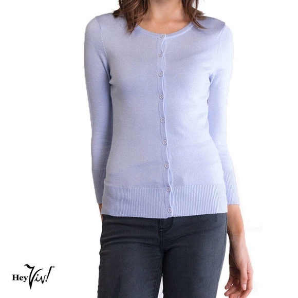 Classic Lilac Button Up Cardigan Sweater 3/4 Length Sleeve Plus Size 2X -Hey Viv - Picture 4 of 7